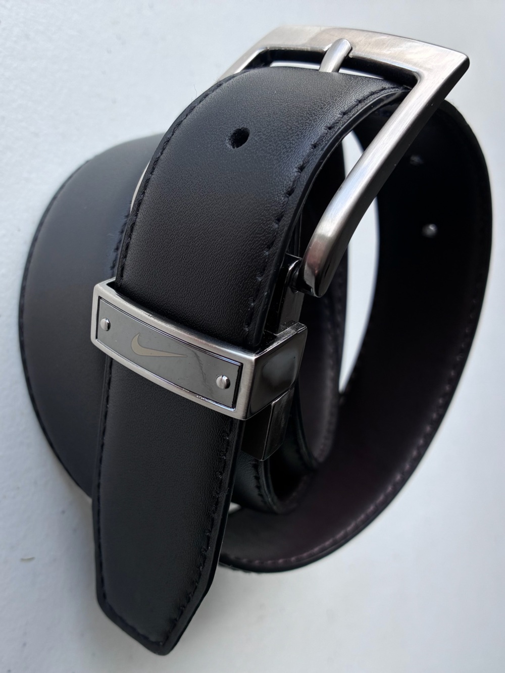 Nike Black/Brown Reversible Genuine Leather S5034002A Adult Belt Size 34